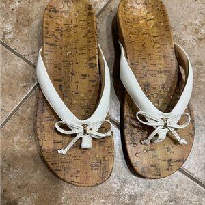 Women's White Sandals with Bow Accent